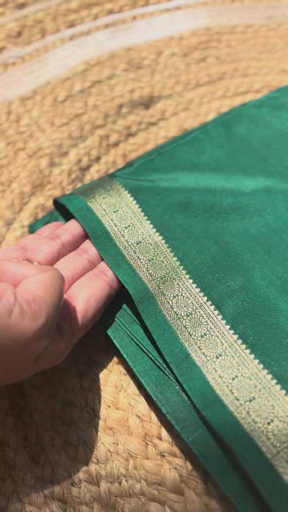 Bottle Green Mysore Silk Crepe Saree