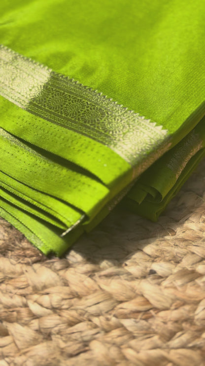 Light Green Mysore Silk Crepe Saree