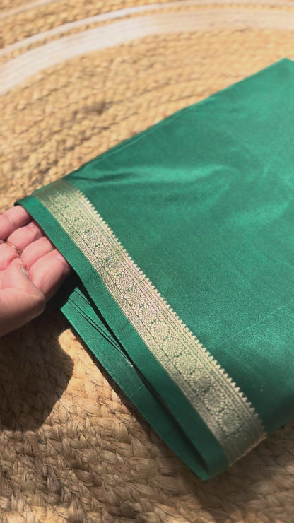 Bottle Green Mysore Silk Crepe Saree