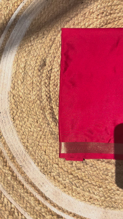 Red Mysore Silk Crepe Saree