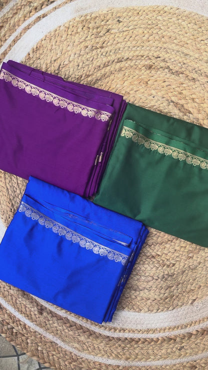 Green Mango Border Crepe Saree