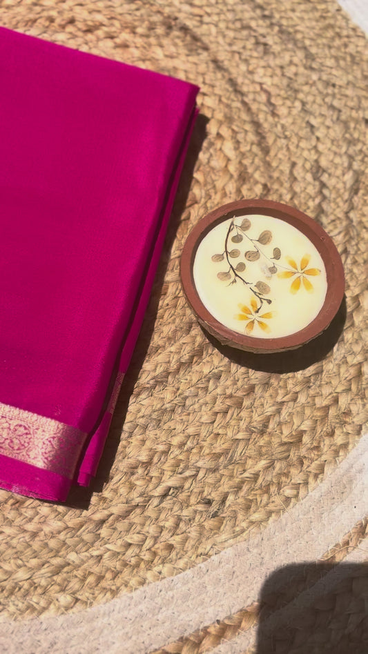 Pink Mysore Silk Crepe Saree