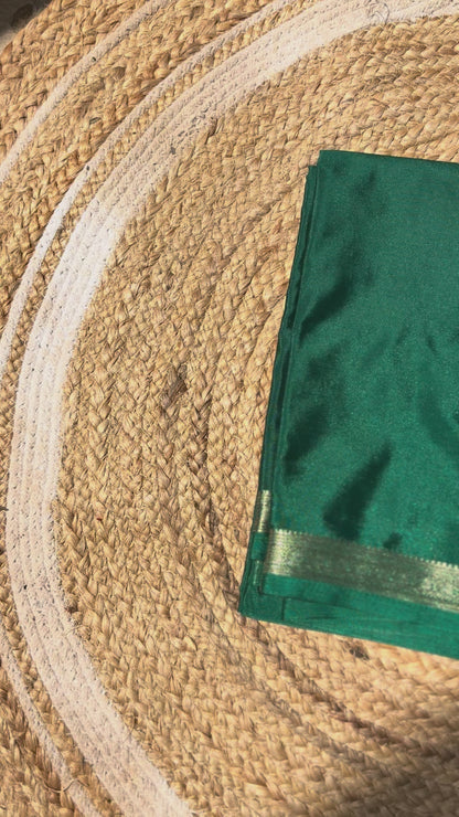 Bottle Green Mysore Silk Crepe Saree