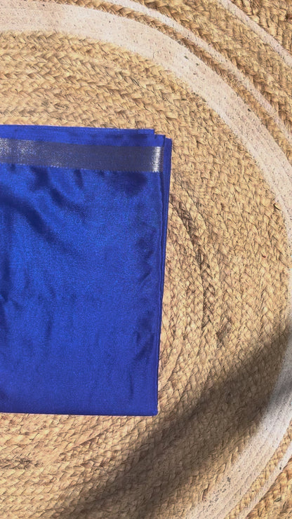 Blue Mysore Silk Crepe Saree