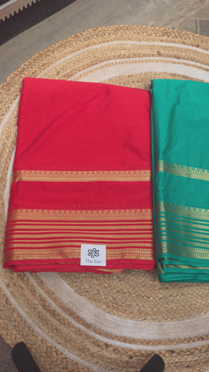 Pink Semi Crepe Silk Four Line Border