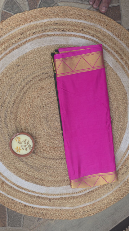 Pink And Green Semi Crepe Silk Half And Half Pattern